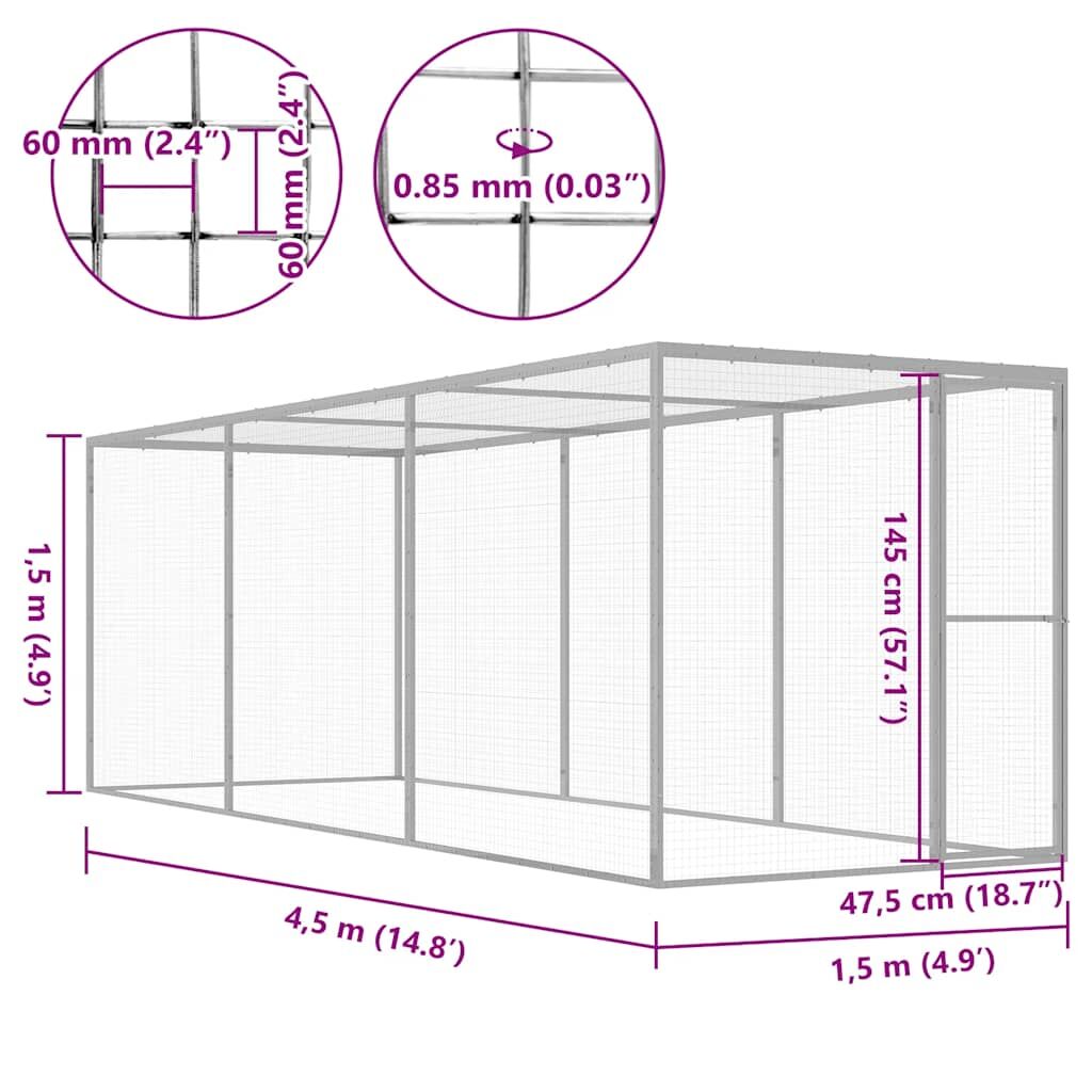 Vidaxl Jaula Para Gatos Acero Galvanizado 4,5x1,5x1,5 M_4