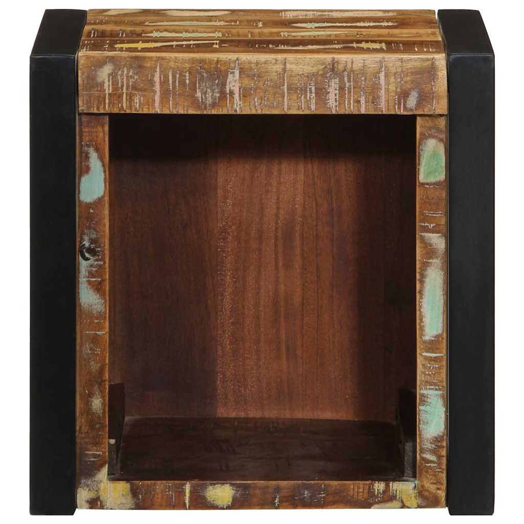 Mesilla De Noche Multicolor 40x35x40 Cm Madera Maciza Reciclada_2
