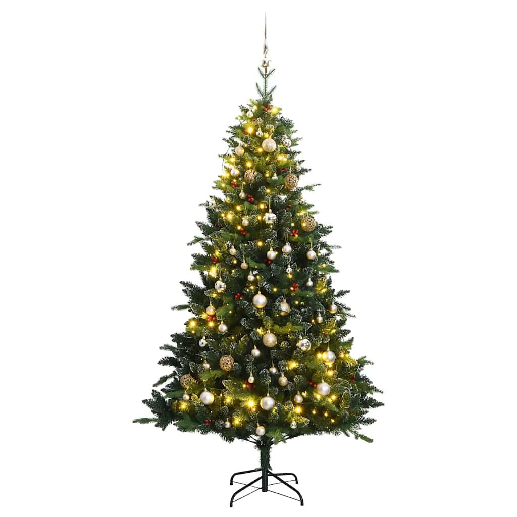 Vidaxl Árbol De Navidad Artificial Con Bisagras 300 Led Y Bolas 180 Cm_0