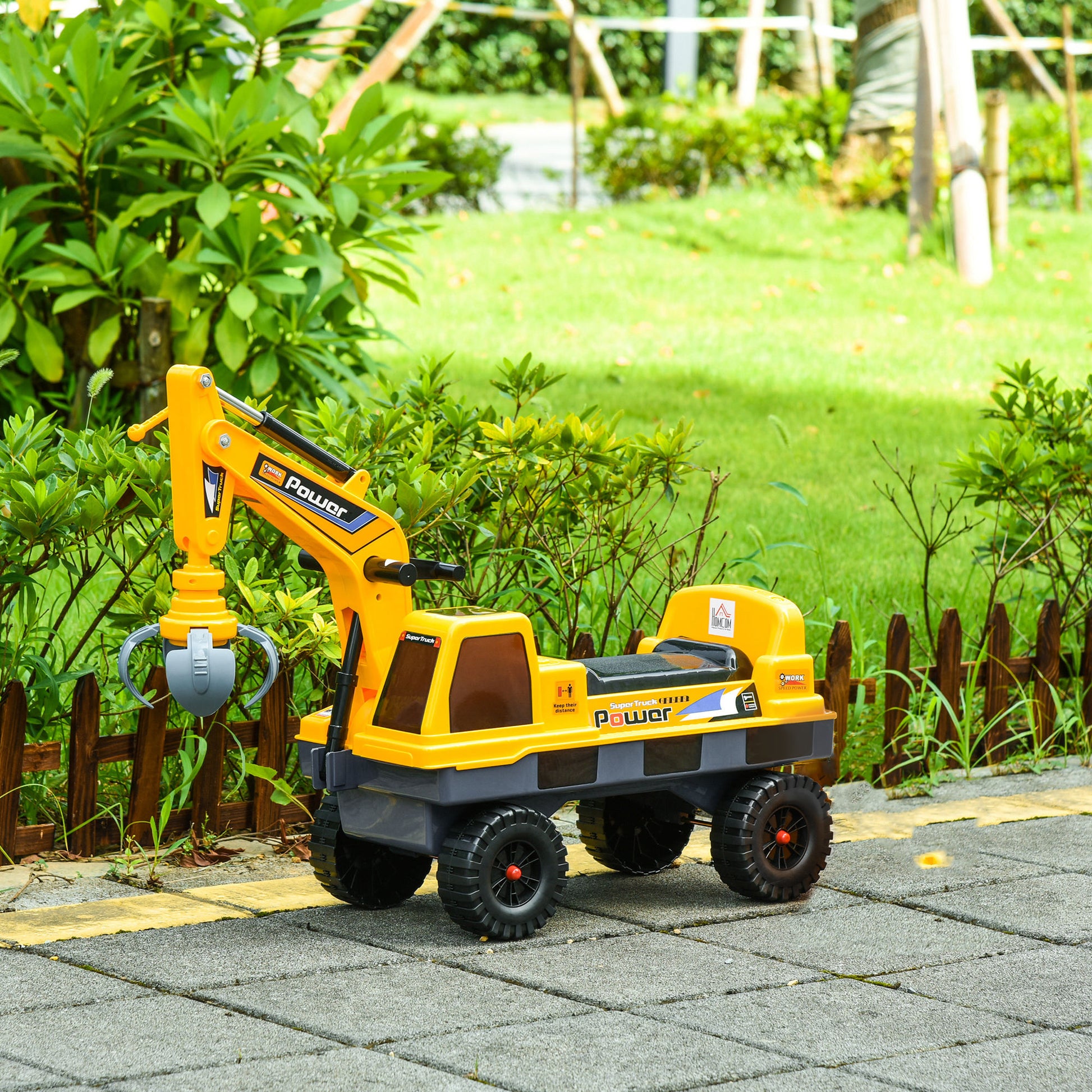 Homcom Tractor Para Niños De 2-3 Años Con Pala Excavadora Luces Música Y Espacio_1