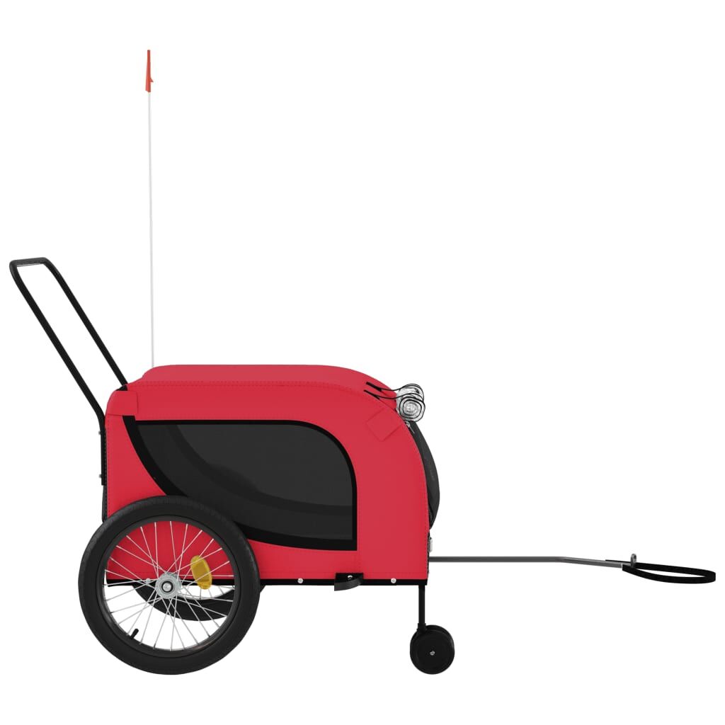 Vidaxl Remolque De Bicicleta Mascotas Hierro Tela Oxford Rojo Negro_4