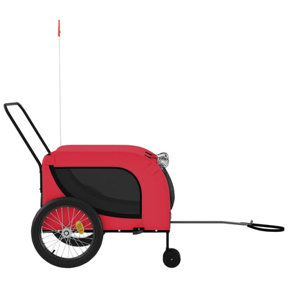 Vidaxl Remolque De Bicicleta Mascotas Hierro Tela Oxford Rojo Negro_4