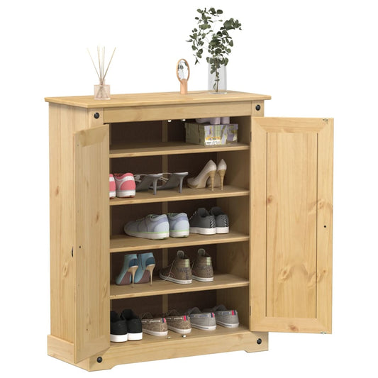 Mueble Zapatero Corona Madera Maciza De Pino 86x38,5x108 Cm / Vetonek_0