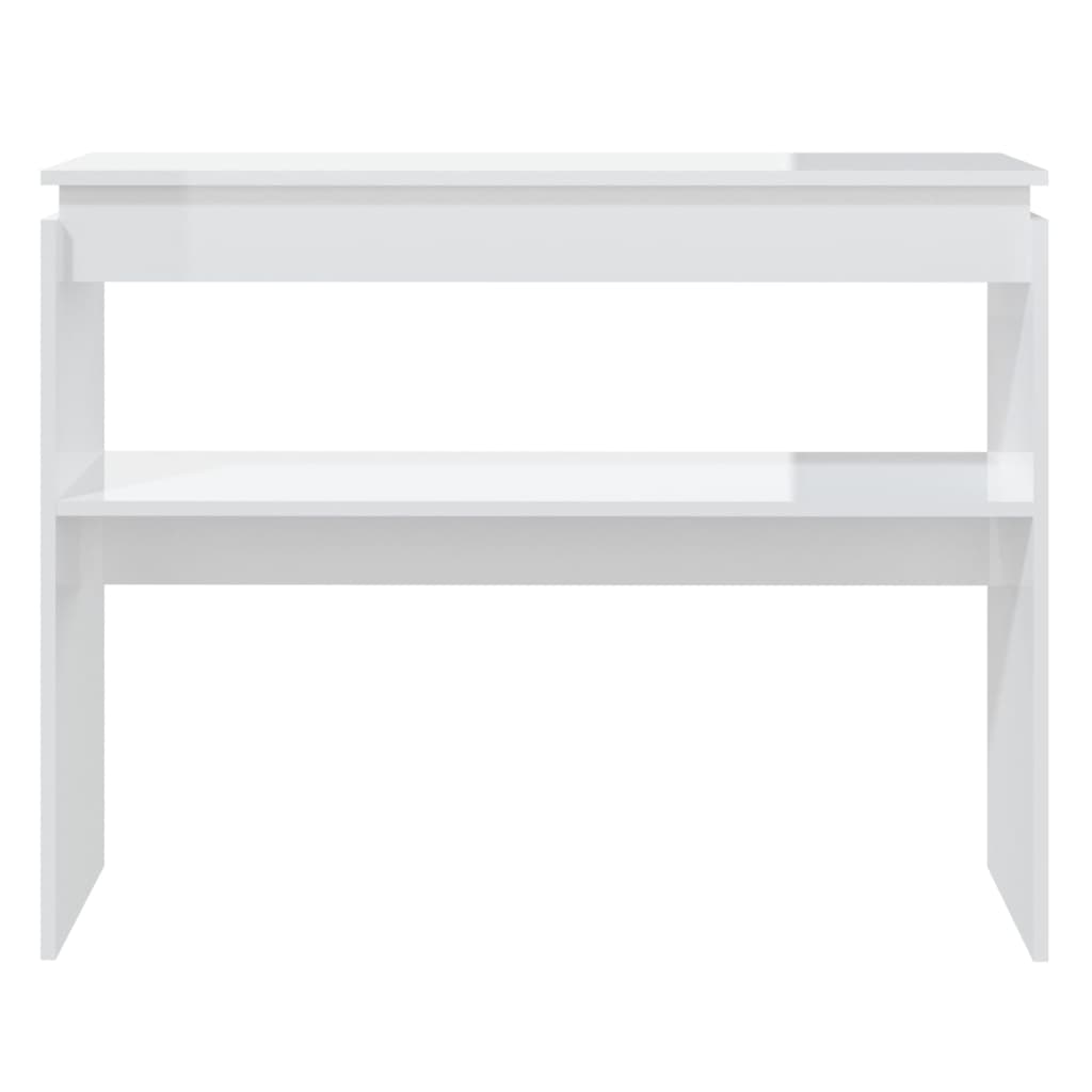 Mesa Consola Madera Contrachapada Blanco Brillante 102x30x80 Cm_2