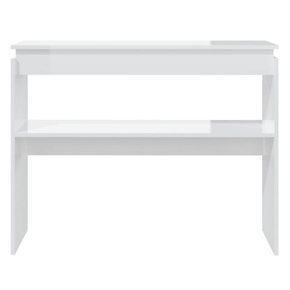Mesa Consola Madera Contrachapada Blanco Brillante 102x30x80 Cm_2