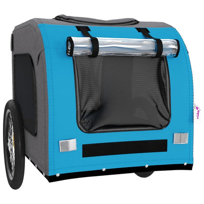Vidaxl Remolque De Bicicleta Mascotas Hierro Tela Oxford Azul Gris_4