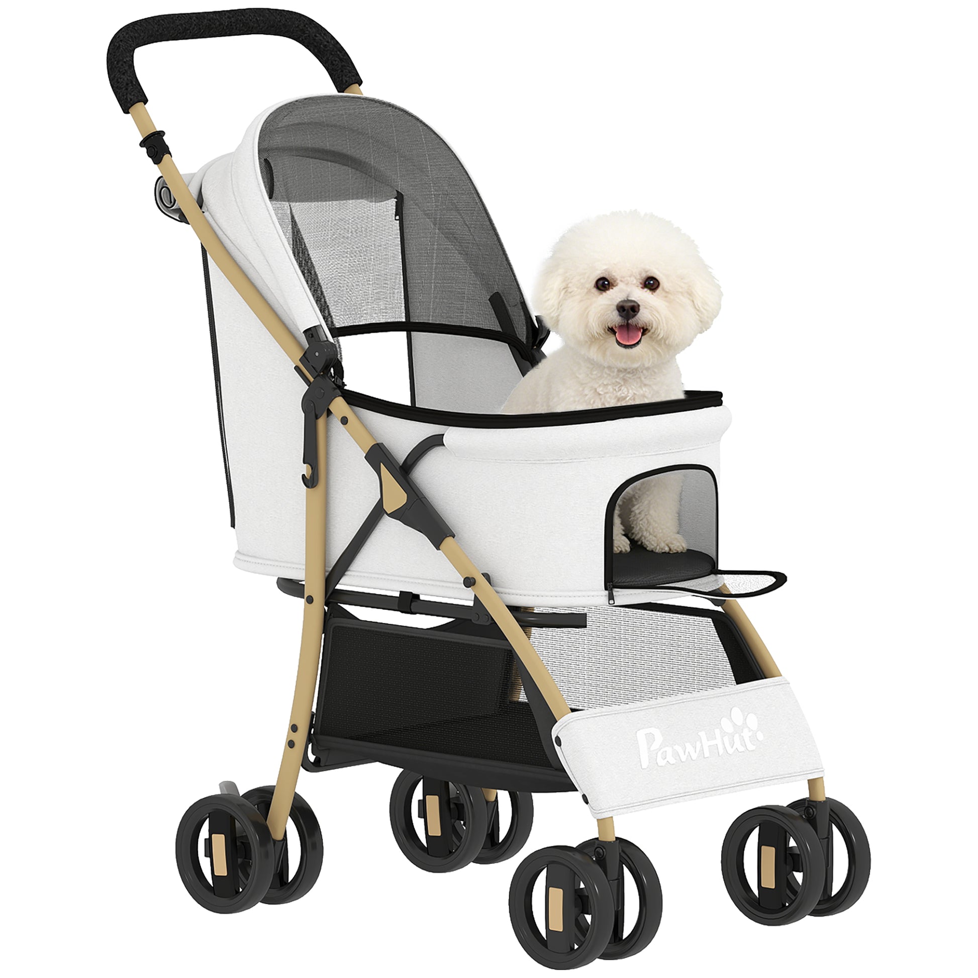 Pawhut Carrito Para Perros Plegable Con 2 Puertas 80x44,5x97 Cm Gris Claro_0