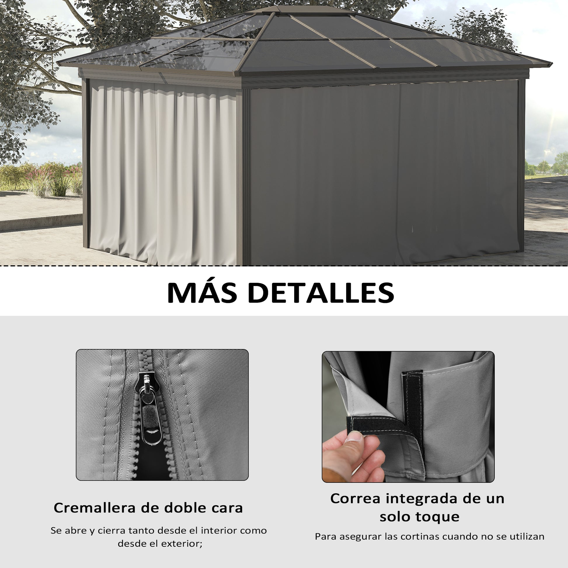 Outsunny 4 Paredes Laterales Para Cenador 3x2 M Sin Ventanas Gris Claro_4