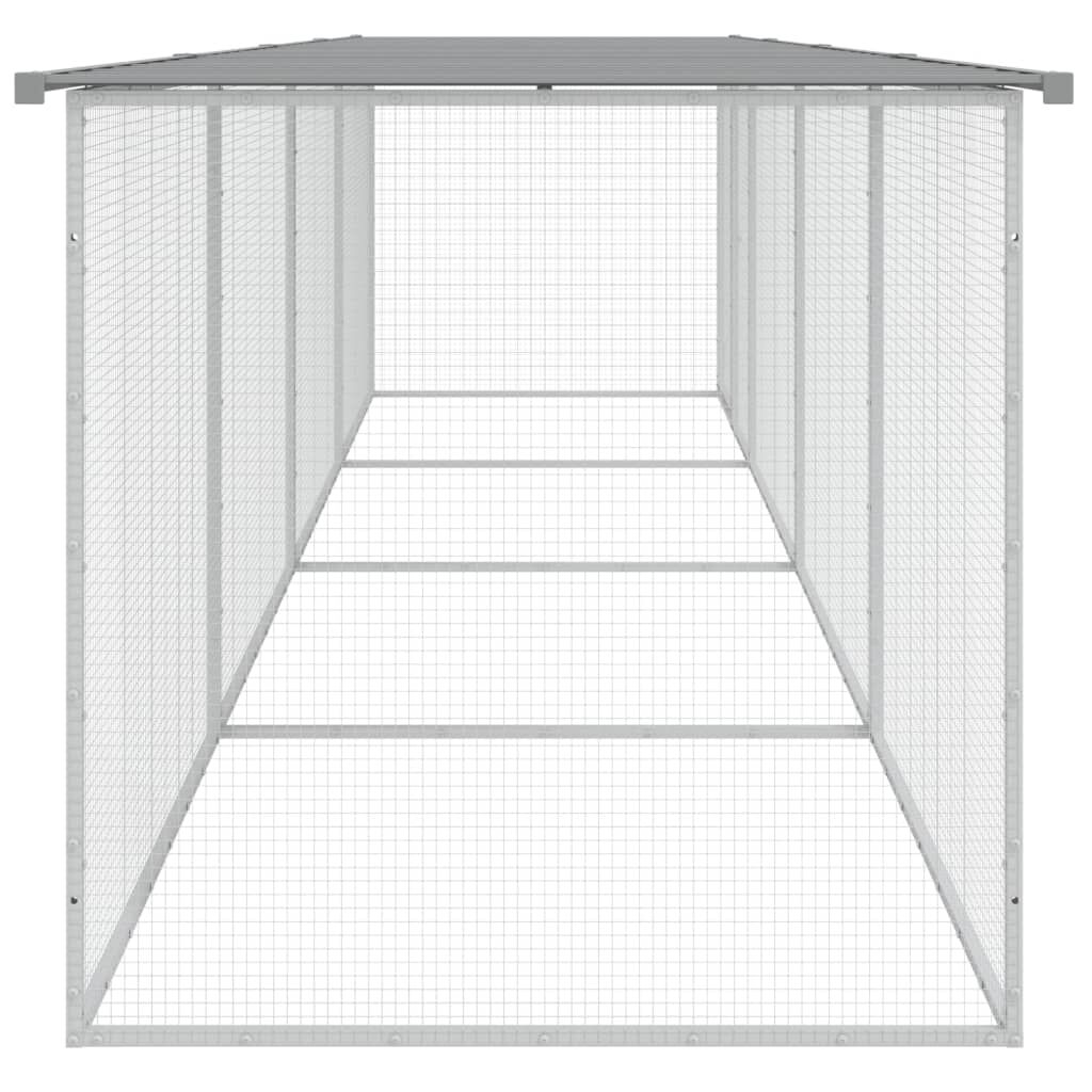 Vidaxl Gallinero Con Techo Acero Galvanizado Gris Claro 403x98x90 Cm_3