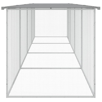 Vidaxl Gallinero Con Techo Acero Galvanizado Gris Claro 403x98x90 Cm_3