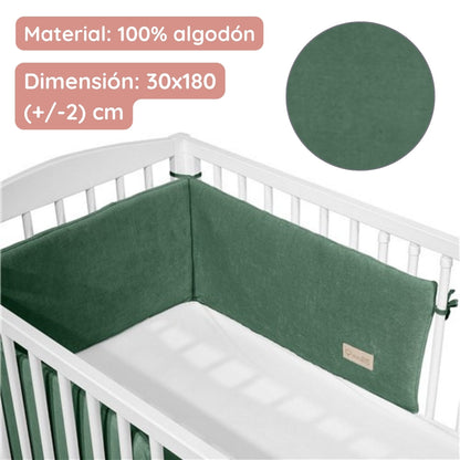 Chichonera Para Cuna 180x30 Velour Algodón Salvia_3