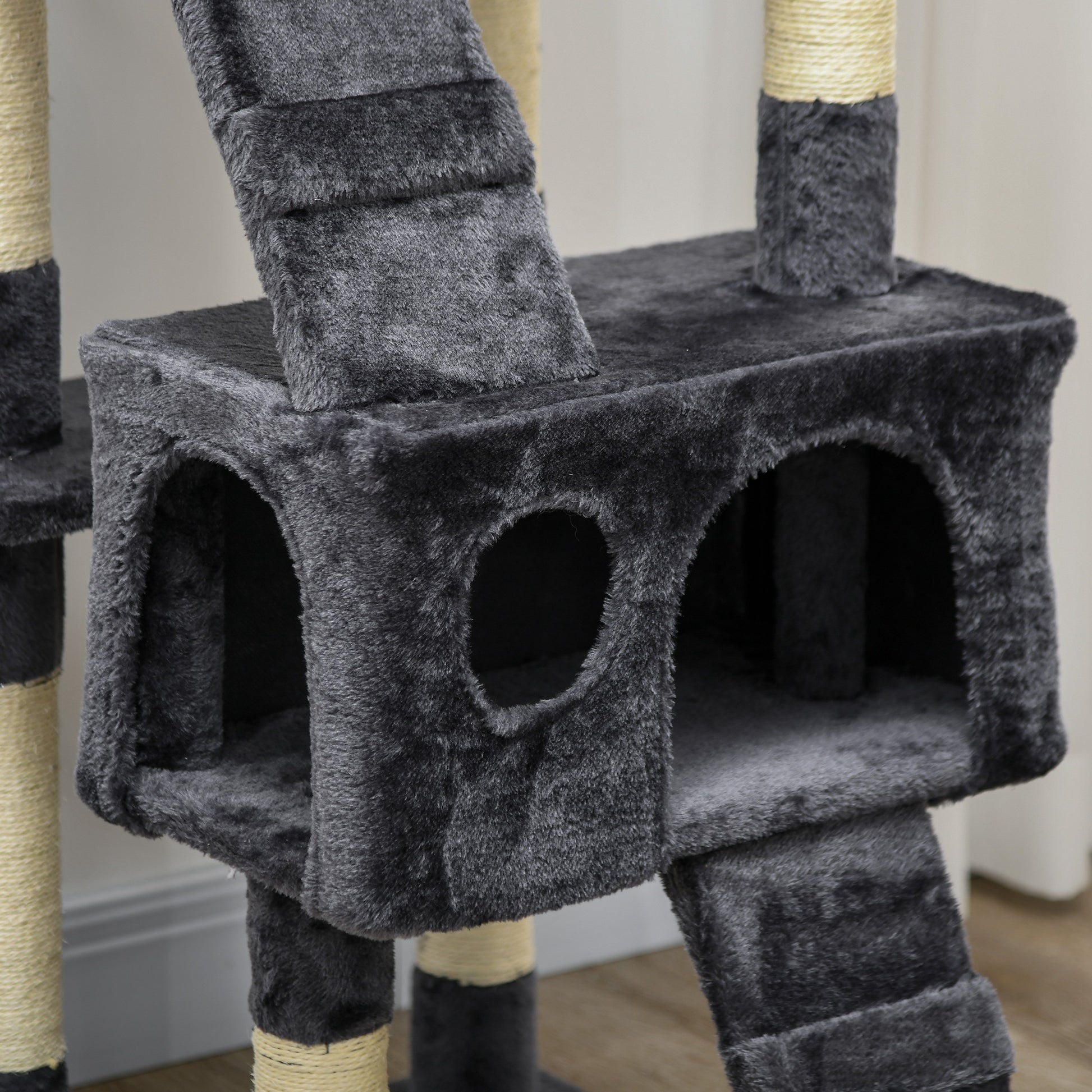 Pawhut Árbol Rascador Para Gatos Grande Altura 173 Cm Gris Oscuro_4