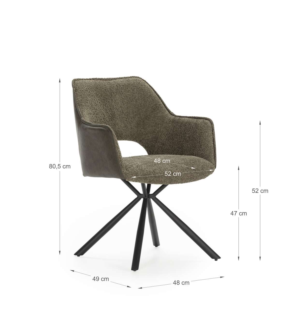 Pack De 2 Sillones Modelo Oliver Tapizado Textil Verde, 81cm(alto) 60cm(ancho) 62cm(largo)_4