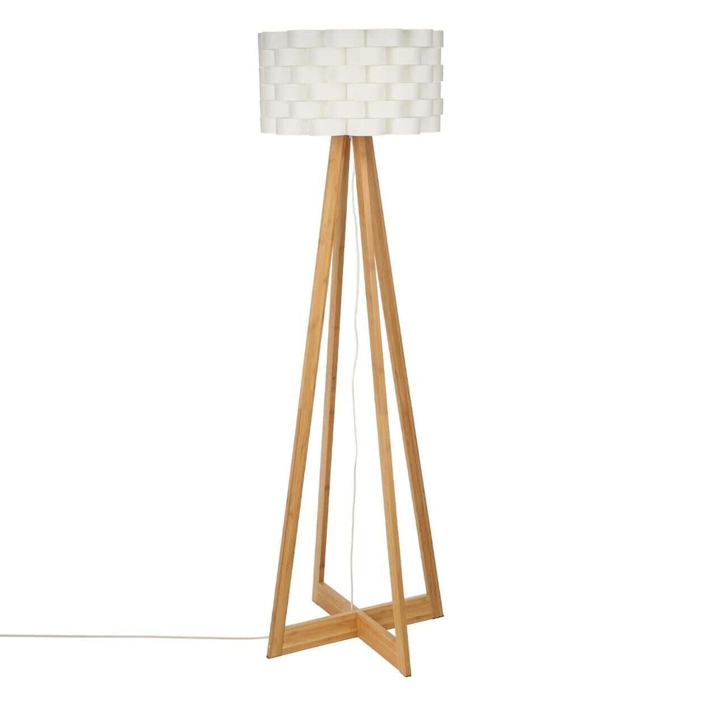 Well Home - Lámpara De Pie En Bambú Color Blanco Ø50x150cm_0