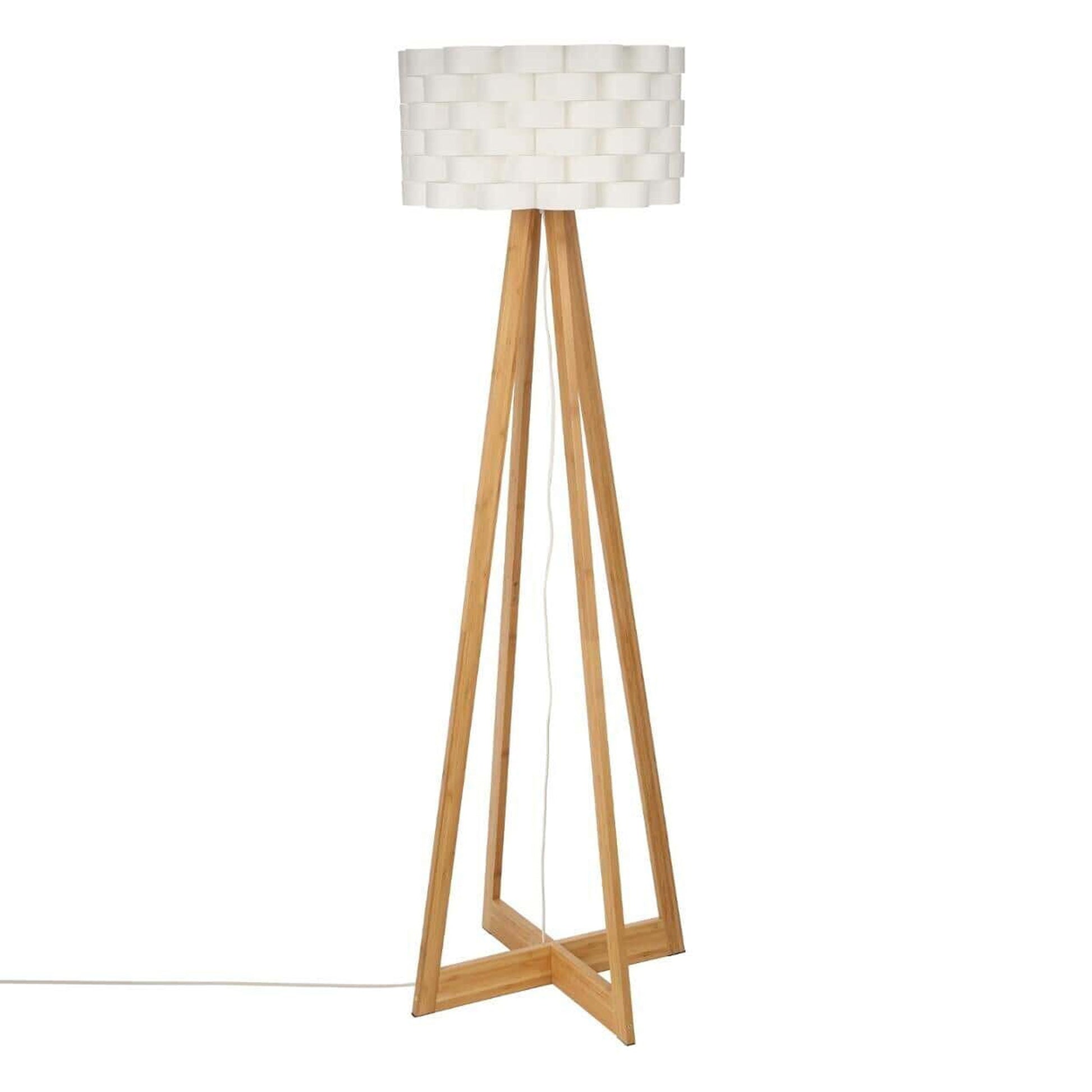 Well Home - Lámpara De Pie En Bambú Color Blanco Ø50x150cm_0