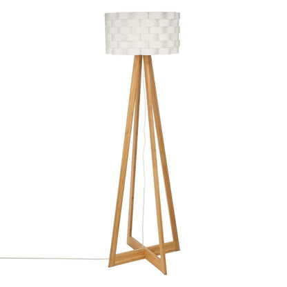 Well Home - Lámpara De Pie En Bambú Color Blanco Ø50x150cm_0