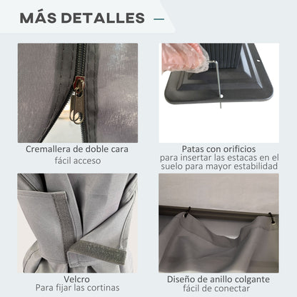 Outsunny Cenador Jardín 4x3 M Con Techo De Ventilación 4 Cortinas Para Exterior_5