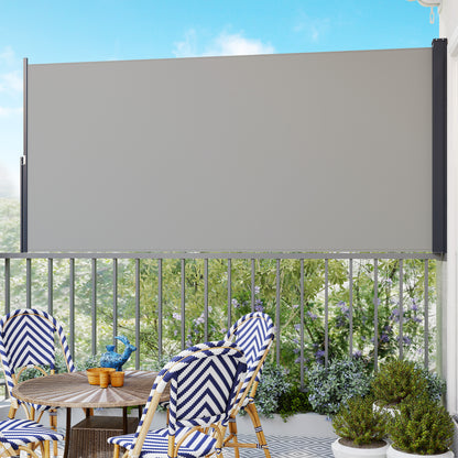 Outsunny Toldo Lateral Retráctil Pantalla Enrollable 300x140 Cm Gris Claro_4