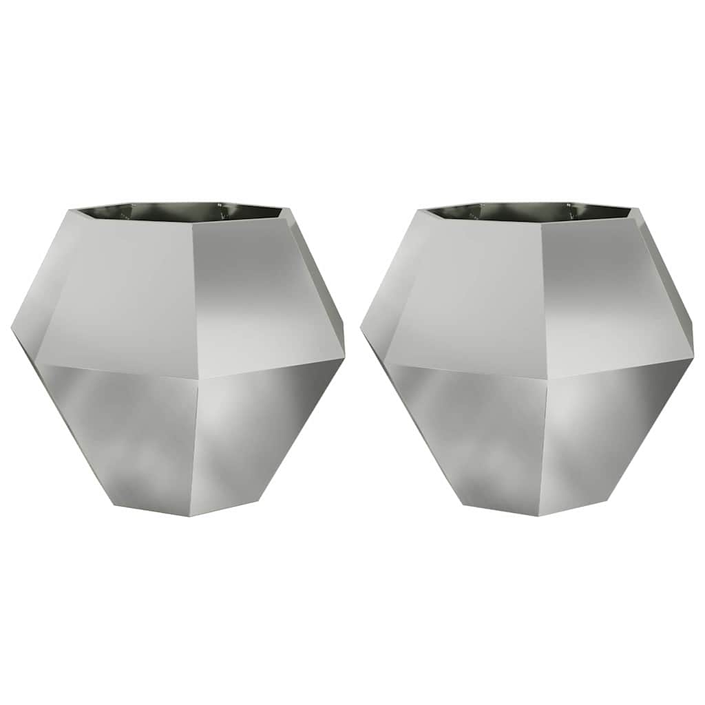Jardinera 2 Pcs Plateado 100 X 100 X 80 Cm Acero Galvanizado_0