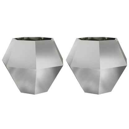 Jardinera 2 Pcs Plateado 100 X 100 X 80 Cm Acero Galvanizado_0