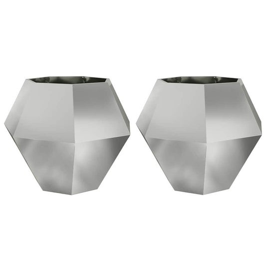 Jardinera 2 Uds. Plateado 100 X 100 X 80 Cm Acero Galvanizado_0