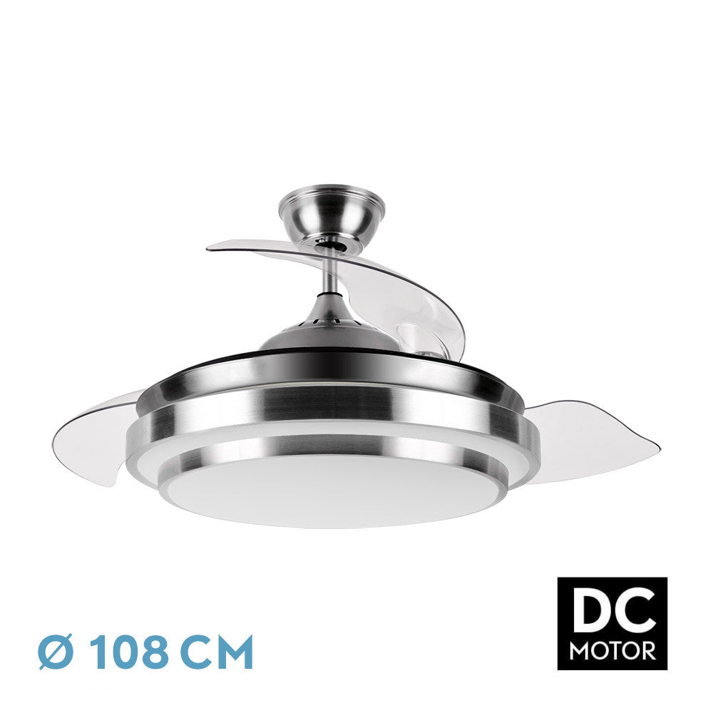 Ventilador Dc Ibe 72w 6120lm Niquel 3 Asp.desp. 108d 3000-4000-6000k Remoto, Memoria Y Temporizador_0