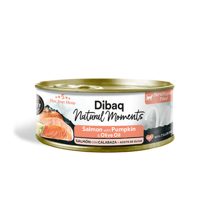 Dibaq Natural Moments 5 Star Esterilizados Salmón Con Calabaza, 12 Latas X 70gr_1