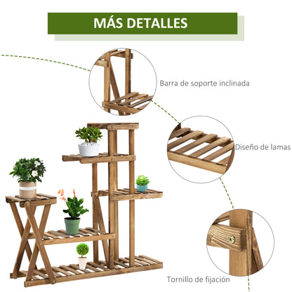 Outsunny Soporte Para Plantas Con 5 Niveles Carga 60 Kg 98x28x95 Cm Carbonizado_4