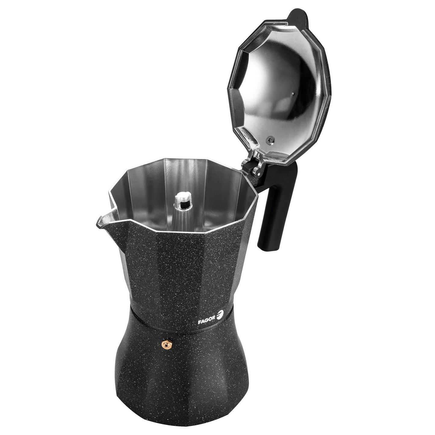Cafetera Italiana Aluminio 9 Tazas Café, Junta Silicona, Vitrocerámica, Gas, Eléctrica Fagor 81cffgati09 Negro_4