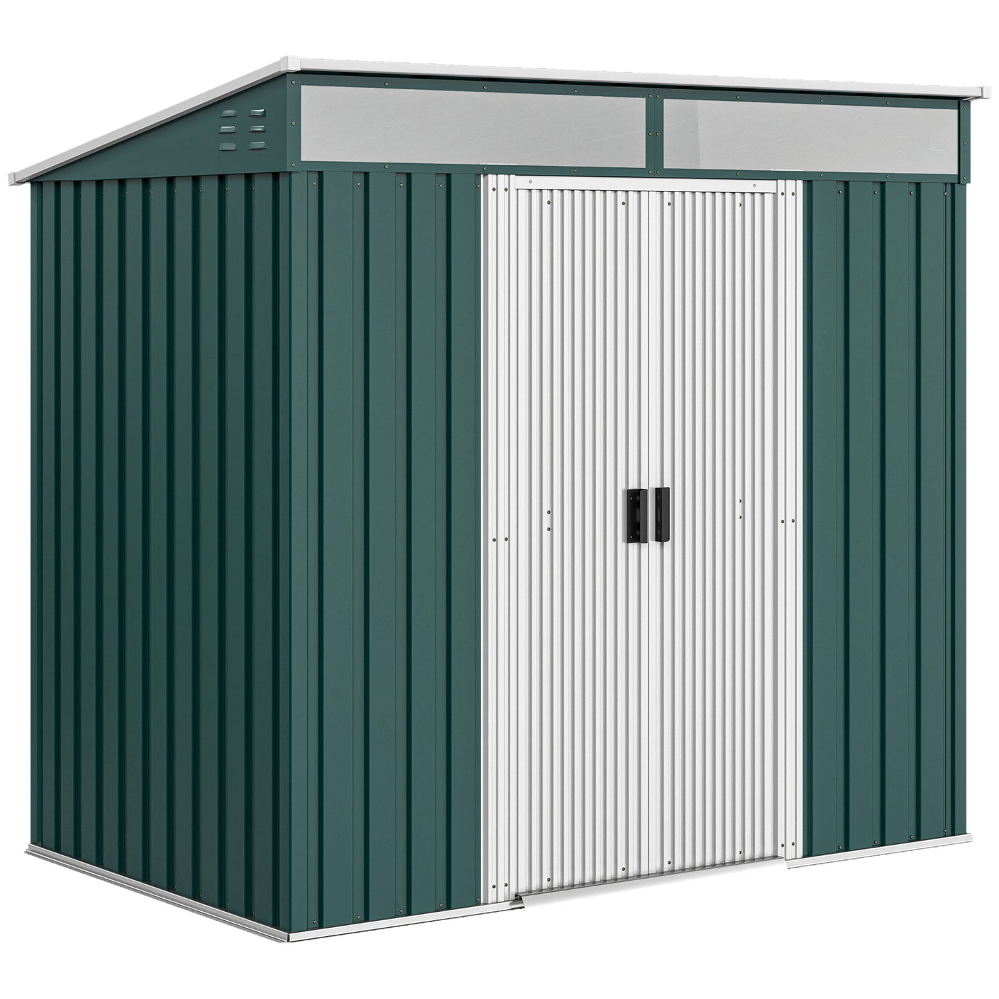 Outsunny Cobertizo De Jardín 2 M² 195x122x181,5 Cm Con Puertas Correderas Verde_0