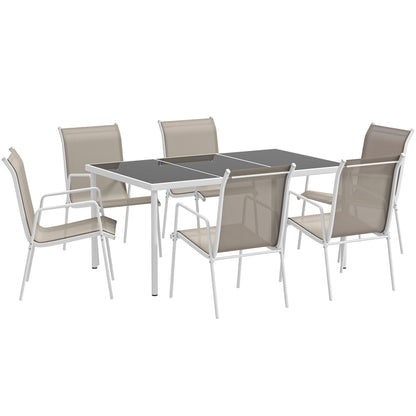 Outsunny Conjunto De Comedor De Exterior Con 1 Mesa Y 6 Sillas Blanco Y Gris_0