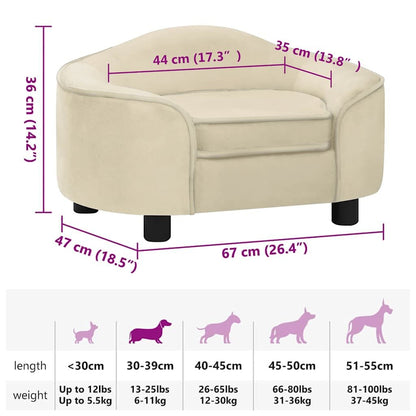 Vidaxl Sofá Para Perros Felpa Crema 67x47x36 Cm_2