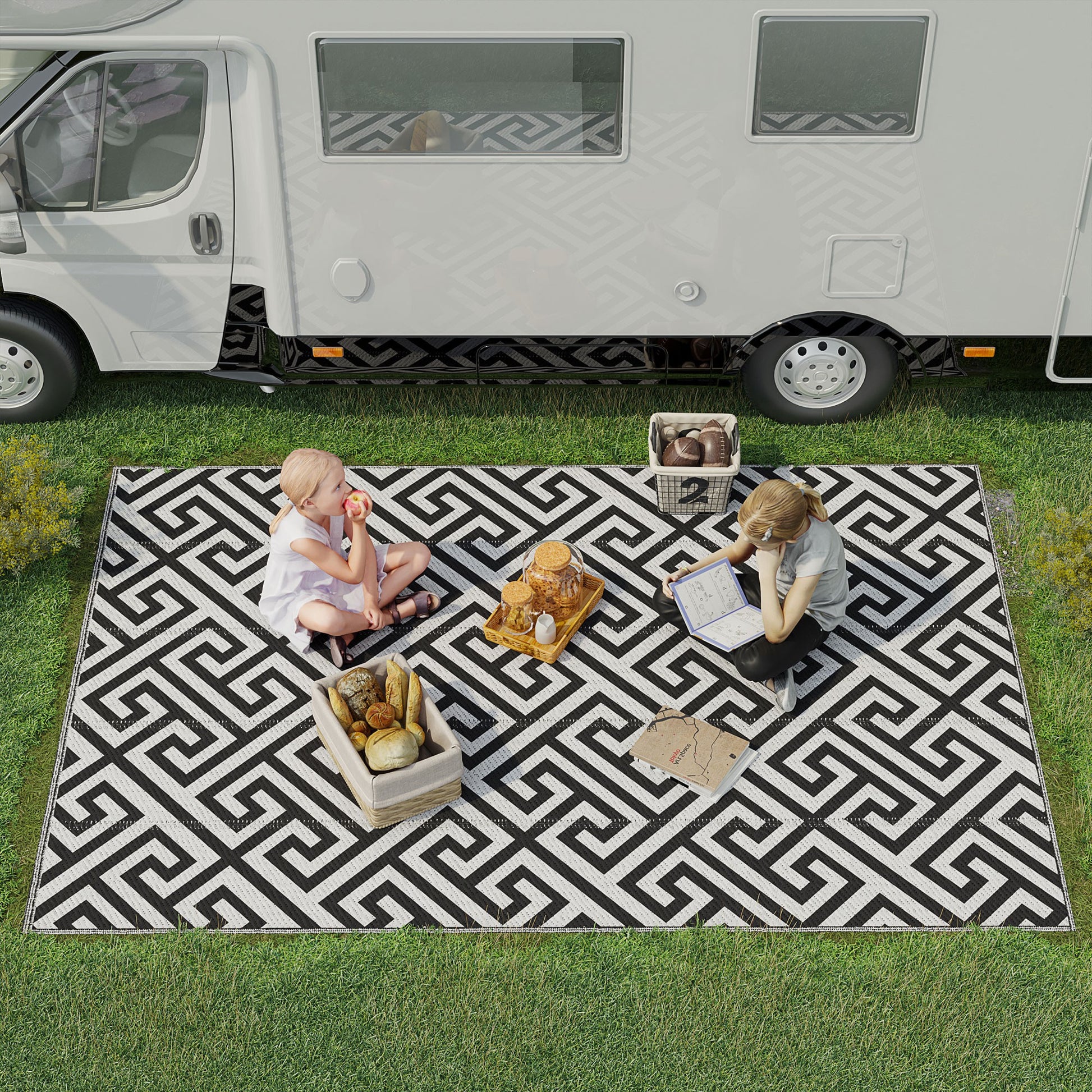 Outsunny Alfombra De Exterior Reversible 182x274 Cm Con Patrón Geométrico_0