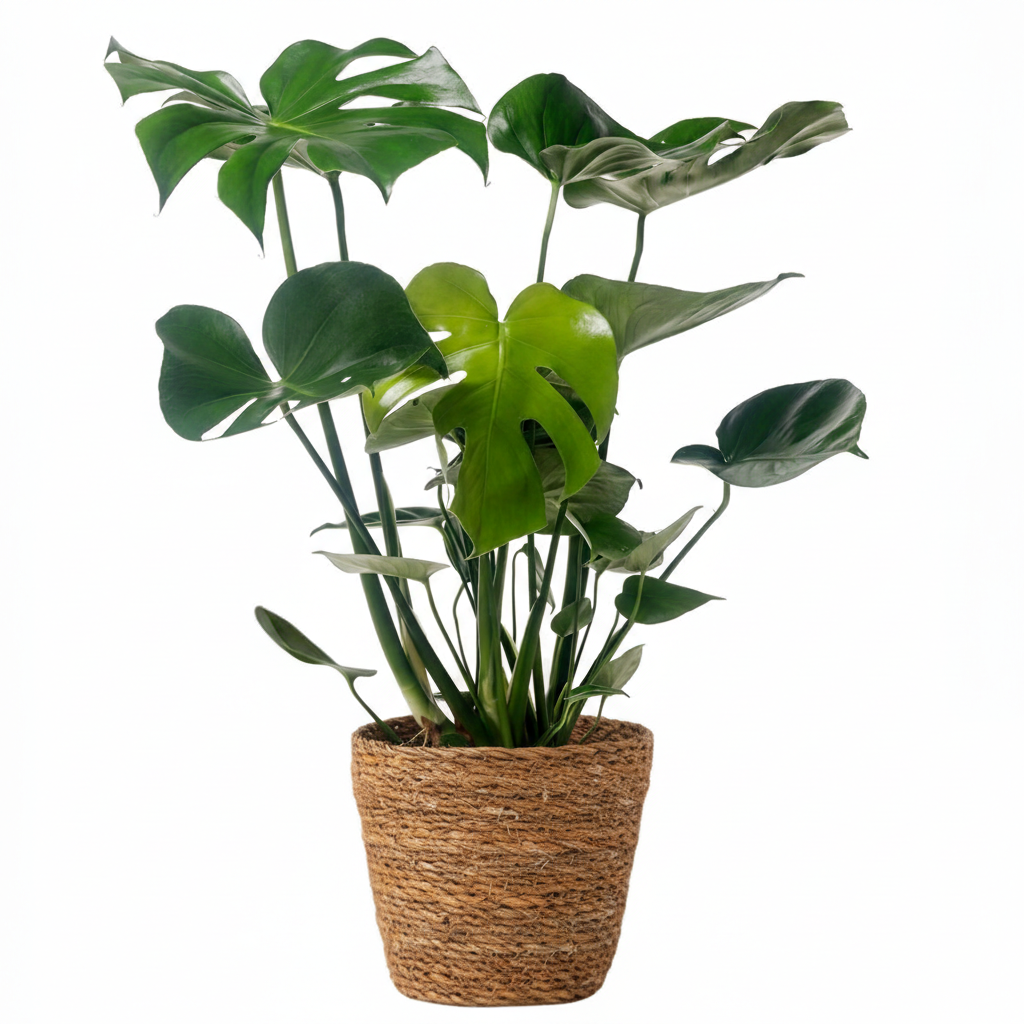 Costilla De Adán - Monstera Deliciosa - Incluye Cesta - Altura 50-60cm - ⌀17cm_0