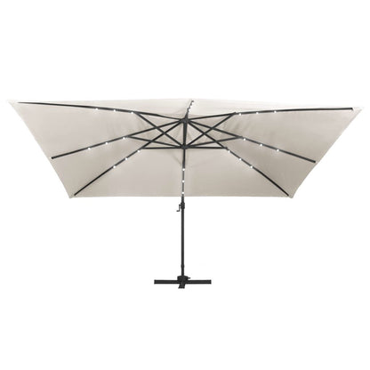 Vidaxl Sombrilla Voladiza Luces Led Y Poste Aluminio Arena 4x3 M_3
