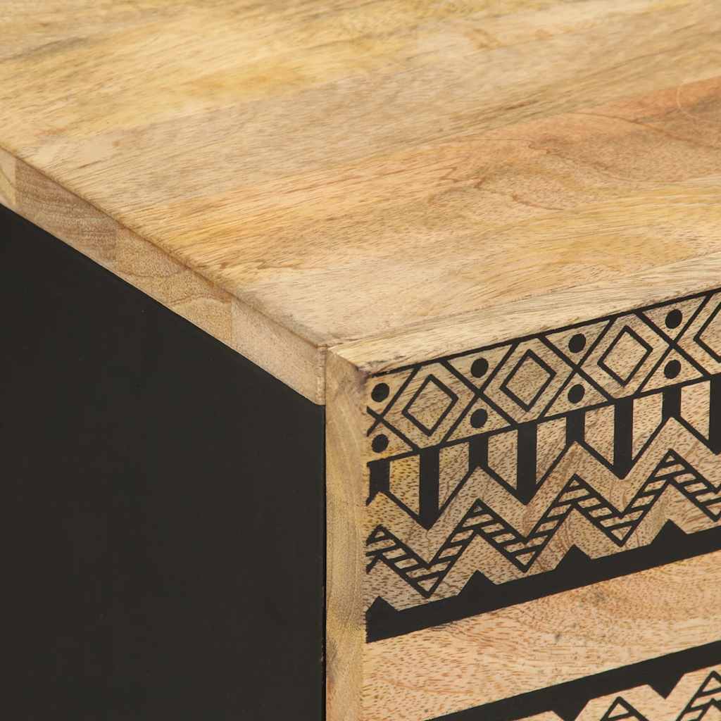 Mesita De Noche Madera Maciza Mango Rugosa Negro 40x33,5x46 Cm_4