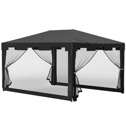 Outsunny Carpa De Jardín 4x3 M Con 4 Mosquiteras Laterales Gris Oscuro_0