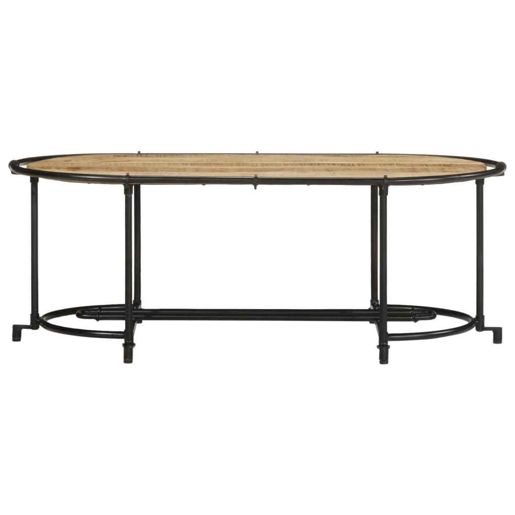 Mesa De Centro Madera Maciza De Mango Rugosa 110x55x40 Cm_2
