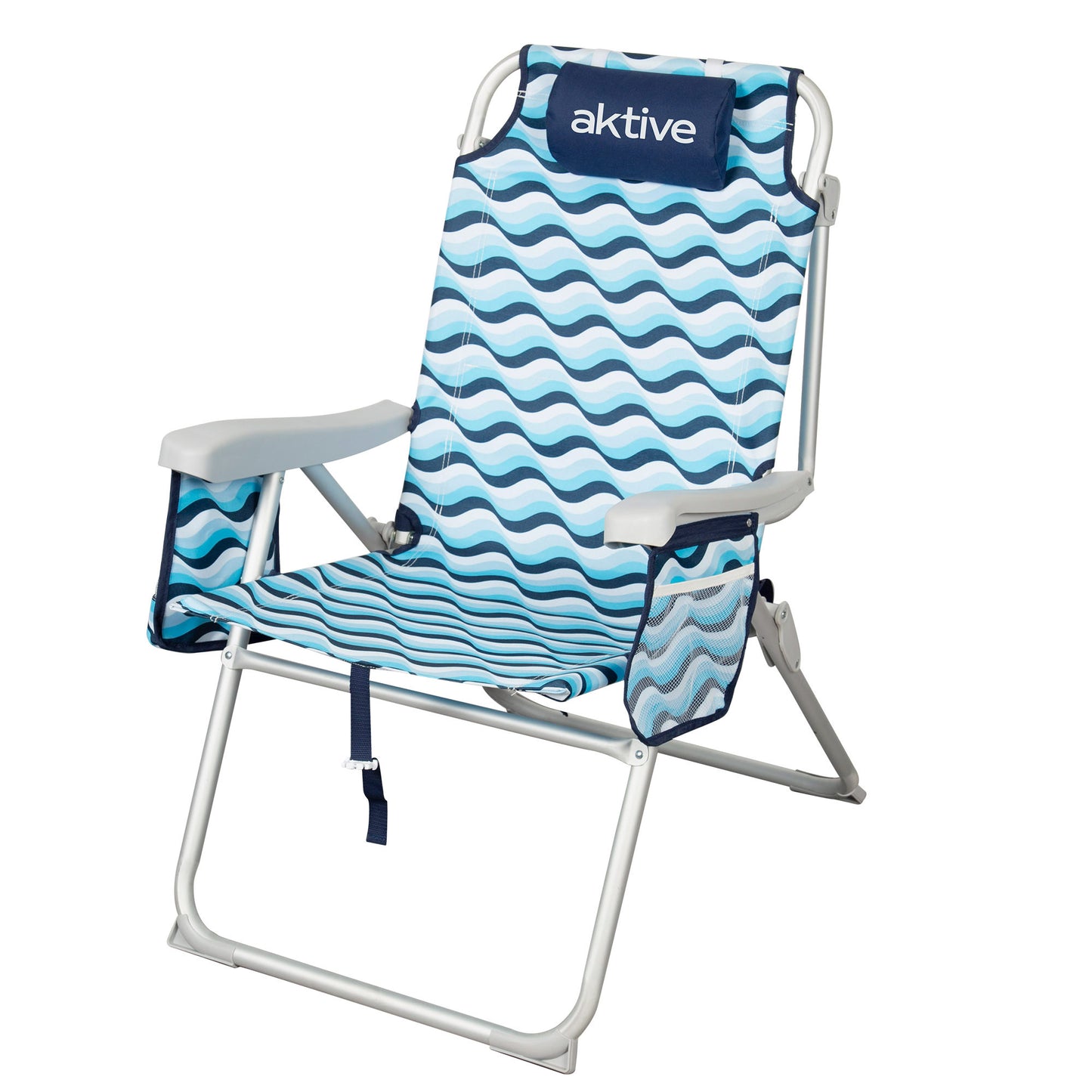 Aktive Silla De Playa Xl Plegable De Aluminio 5 Posiciones Con Asas Mochila Aruba_0