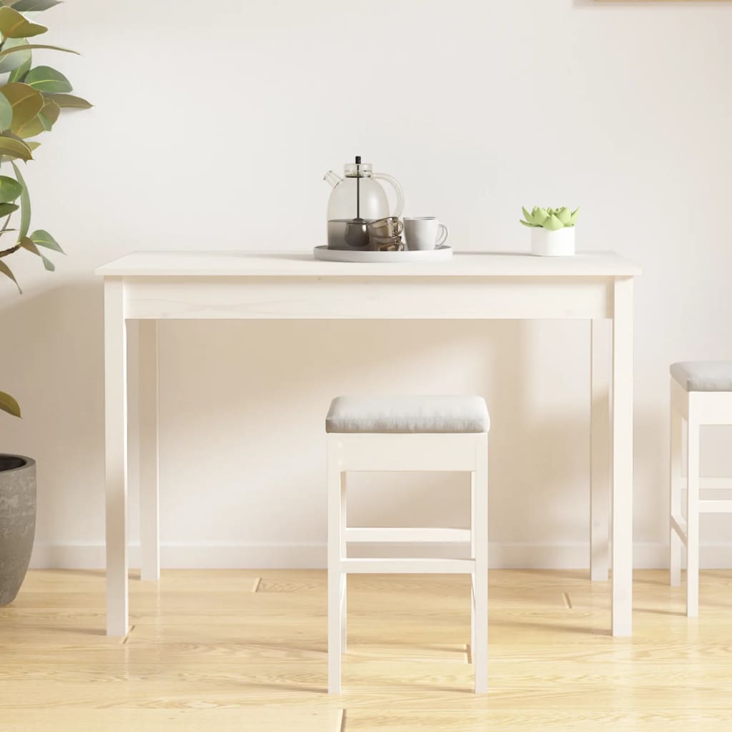 Mesa De Comedor Madera Maciza De Pino Blanca 110x55x75 Cm_3