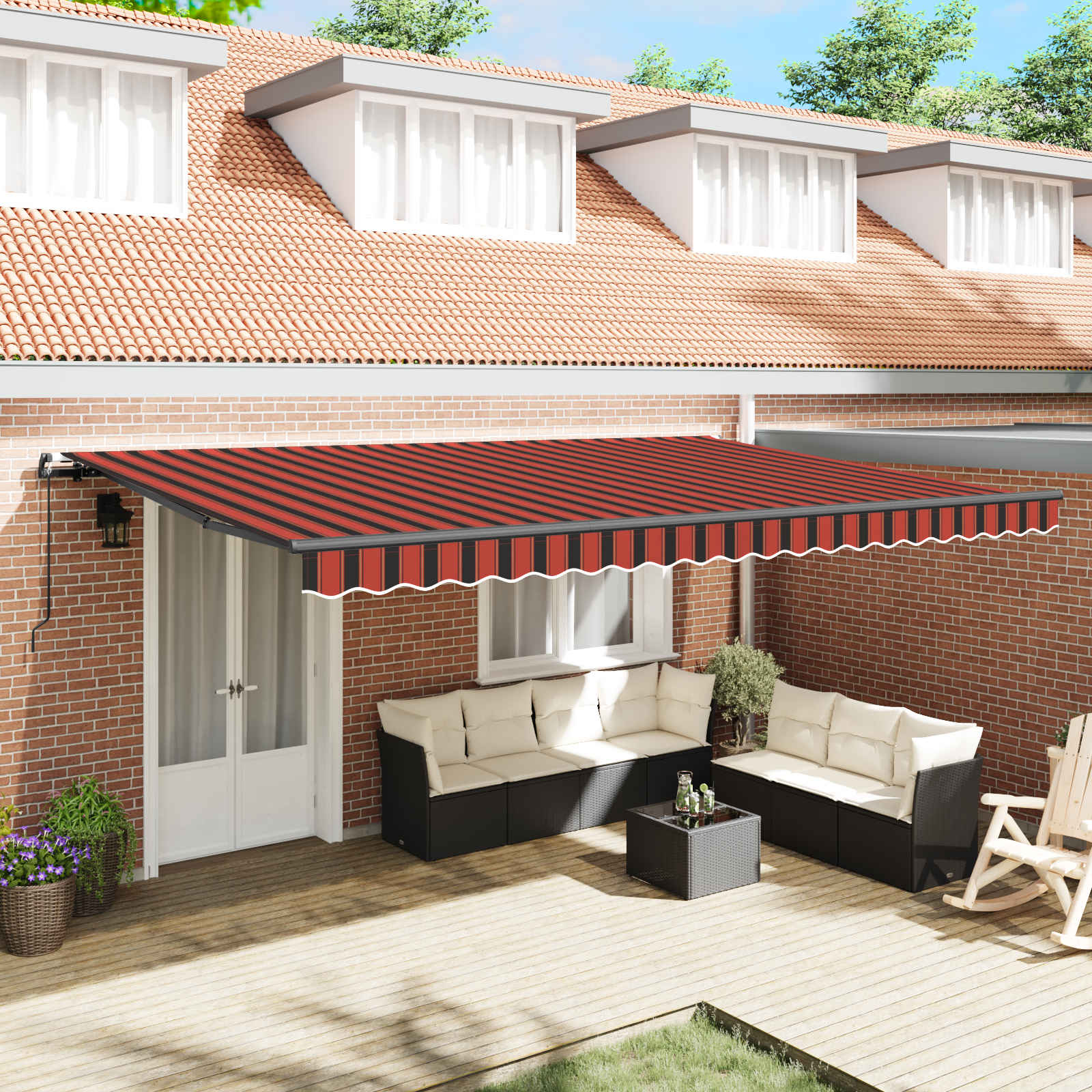 Toldo Retráctil Naranja Y Marrón 500 X 300 Cm_1