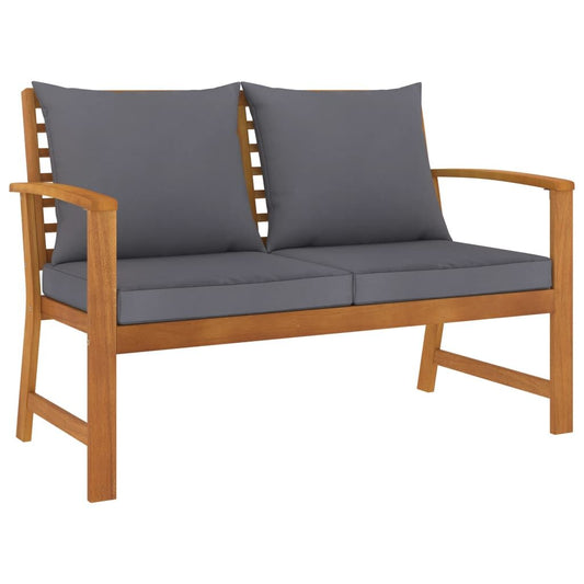 Vidaxl Banco De Jardín 120 Cm Cojines Gris Oscuro Madera Acacia Maciza_0