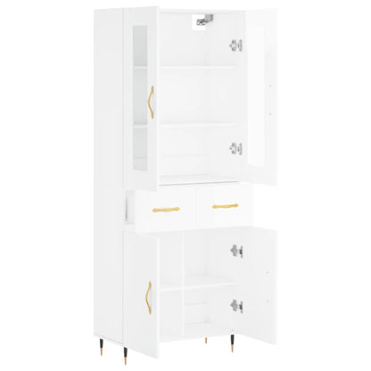 Aparador Alto Madera Contrachapada Blanco Brillo 69,5x34x180 Cm_3
