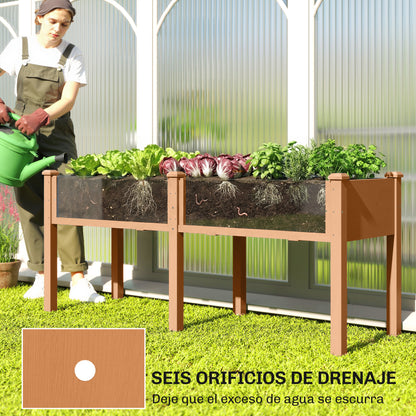 Outsunny Huerto Urbano Elevado De Madera Con 6 Orificios De Drenaje Marrón_5