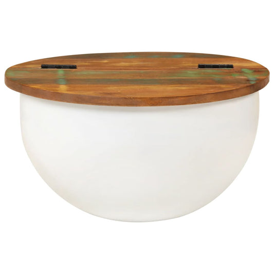 Mesa De Centro De Madera Maciza Reciclada Blanca 50x27 Cm_0