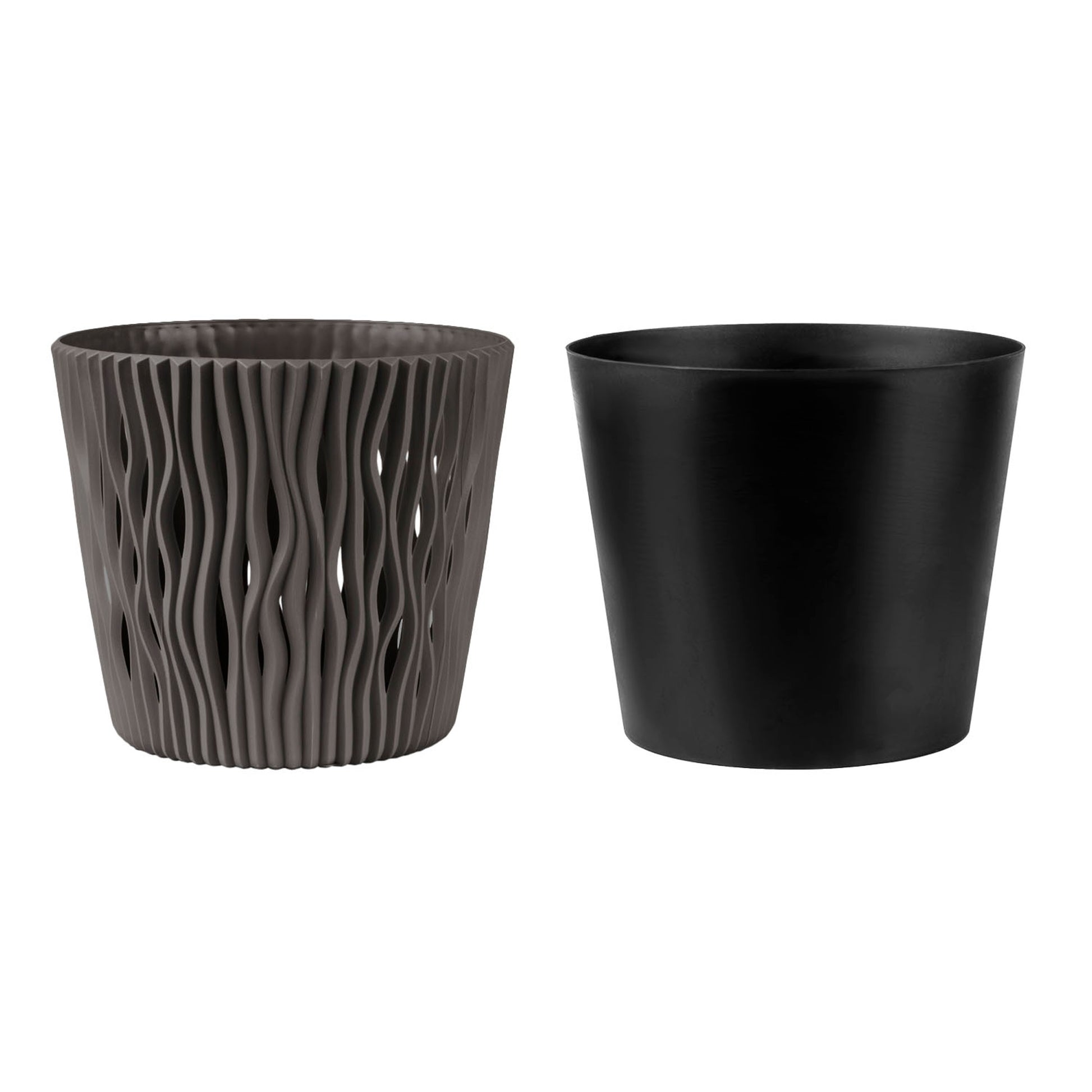 Maceta Redonda De Plastico Sandy Round En Color Antracita 15,8 (largo) X 15,8 (ancho) X 13,8 (alto) Cm_2