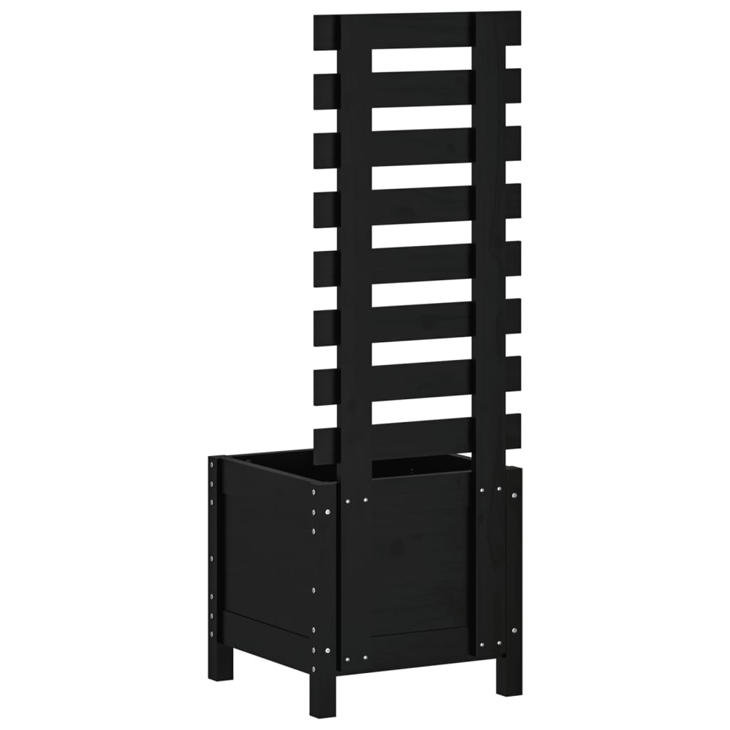 Jardinera Con Estantería Madera Maciza Pino Negro 39x39,5x114cm_3