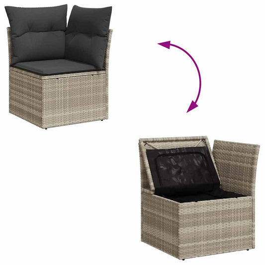Set De Sofás De Jardín 8 Pzas Y Cojines Ratán Sintético Gris / Vetonek_0