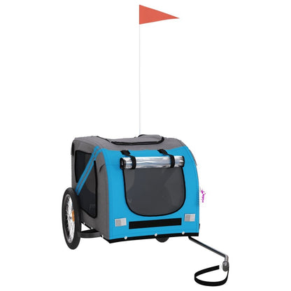 Vidaxl Remolque De Bicicleta Mascotas Hierro Tela Oxford Azul Gris_0