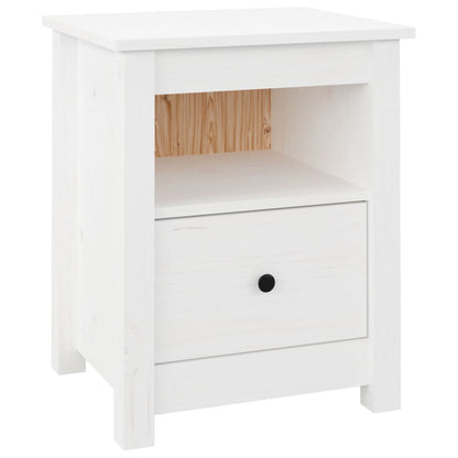 Mesitas De Noche 2 Uds Madera Maciza De Pino Blanco 40x35x49 Cm_3